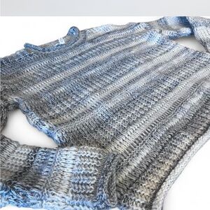 Boho knit Women's Gray and white roll neck  Knit Sweater